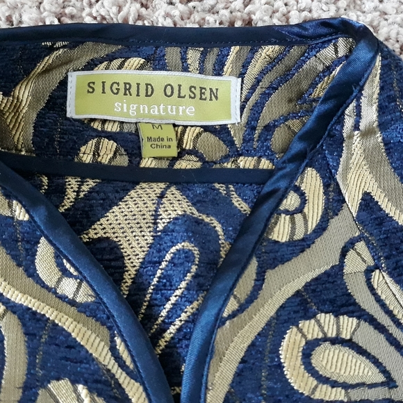 Sigrid Olsen Signature Open Front Blazer Coat Jacket Indigo Combo NWT size M - Picture 1 of 13